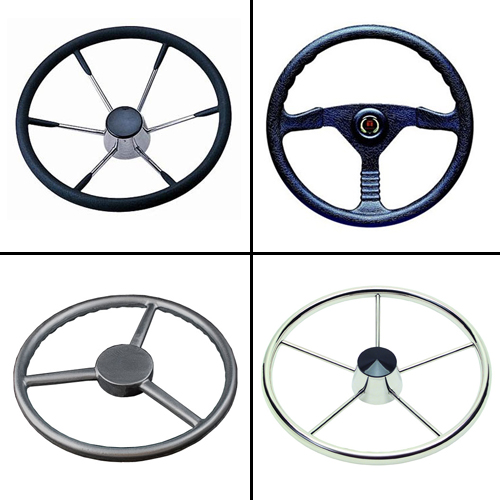 SeaStar Talon 14" Stainless Steel Boat Steering Wheel - 6 Spoke, Black, Fits 3/4" Tapered Shaft (SW56811P)