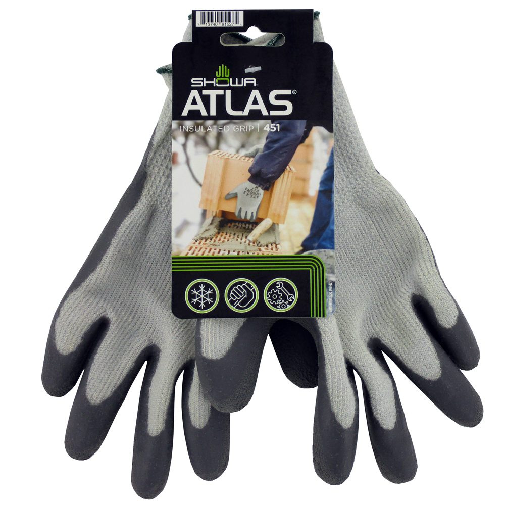 6 Pairs Atlas Showa Fit 451-300i Thermal Fit Rubber Coated Work Gloves Warm 