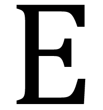 Letter E Decal, Roman-Style Font, 5 Inches. Bernard Engraving