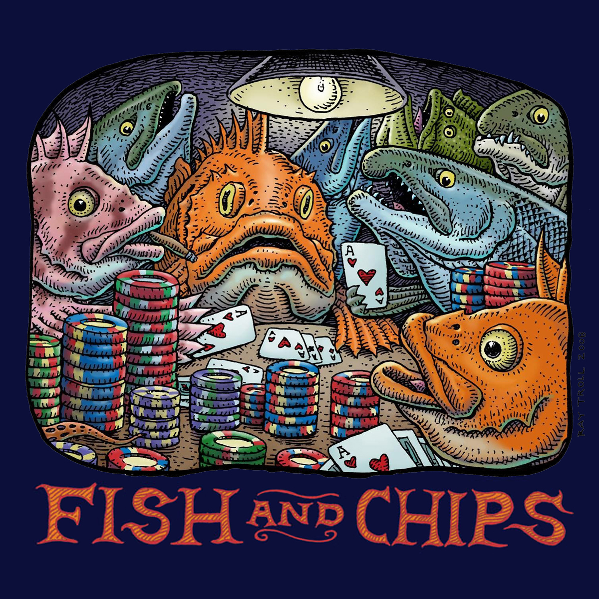 Ray Troll Fish and Chips T-shirt